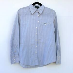 Ralph Lauren Y2K LRL Striped Button Down Western Shirt Blue Medium Cotton Preppy